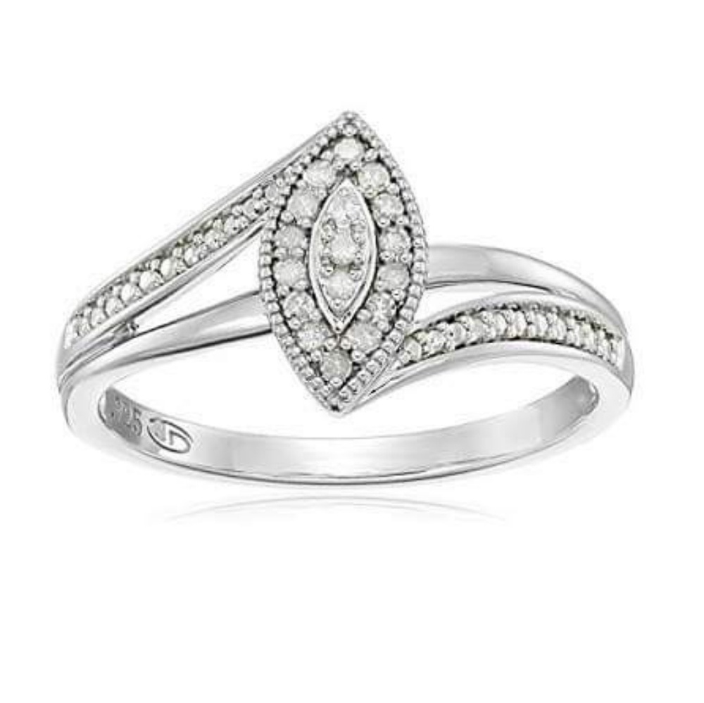 Sterling Silver Diamond Marquise Style Size 7